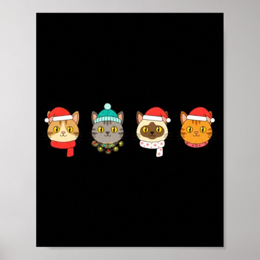 Festive Cat Lineup, Holiday Cat Art Cat Lovers, Ca Poster (Voorkant)