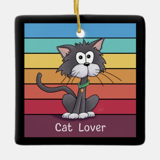 Festive Cat Lover Keramisch Ornament (Voorkant)