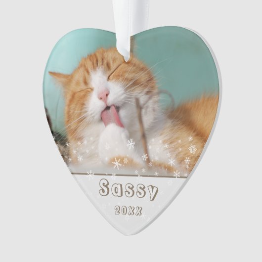 Festive Cat Pet Keepomwille Foto met kerstfeestdag Ornament (voorkant)