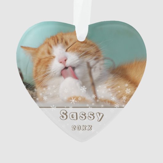 Festive Cat Pet Keepomwille Foto met kerstfeestdag Ornament (achterkant)