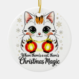 Festive Cat with Lanterns - Cute Lunar New Year Keramisch Ornament