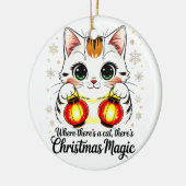 Festive Cat with Lanterns - Cute Lunar New Year Keramisch Ornament (Links)