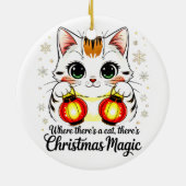 Festive Cat with Lanterns - Cute Lunar New Year Keramisch Ornament (Achterkant)