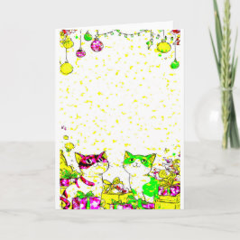 Festive Cats with Gifts  Kaart