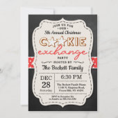 Festive Chalkboard Cookie Exchange Kerstparty Kaart (Voorkant)