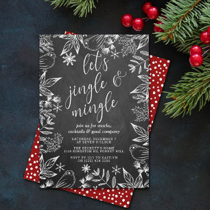 Festive Chalkboard Jingle & Mingle Holiday Party Kaart