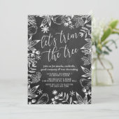 Festive Chalkboard Tree Trimming Party Kaart (Staand voorkant)