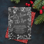 Festive Chalkboard Tree Trimming Party Kaart<br><div class="desc">Viel de feestdagen in stijl deze Kerst met deze trendy boomtrimming partijuitnodigingen. Het ontwerp is gemakkelijk te personaliseren met uw eigen formulering en uw gasten zullen enthousiast zijn wanneer zij deze geweldige uitnodigingen ontvangen.</div>