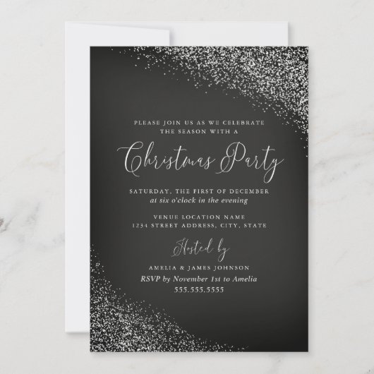 Festive Chalkboard White Red Snow Kerstmis Kaart (Voorkant)