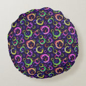 Festive, chaotisch, kleurrijk, confetti, polka sti rond kussen (Achterkant)