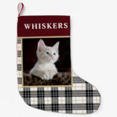 Festive Checker Pset Cat met kerstmis Kleine Kerstsok (Voorkant)