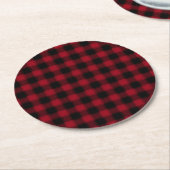Festive Checkered Red & Black Plays Pattern Ronde Kartonnen Onderzetter (Gebogen)