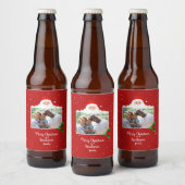 Festive Cheeky Santa - Aangepaste foto - Gepersona Bier Etiket (Flessen)
