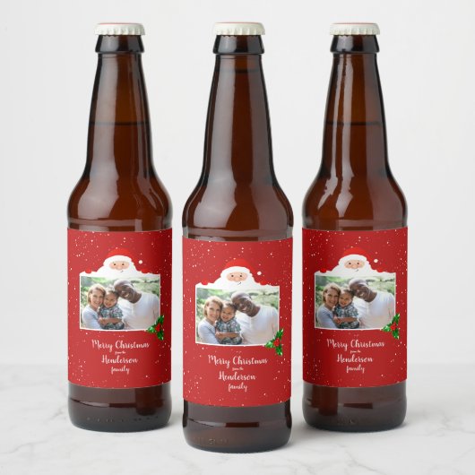 Festive Cheeky Santa - Aangepaste foto - Gepersona Bier Etiket (Flessen)