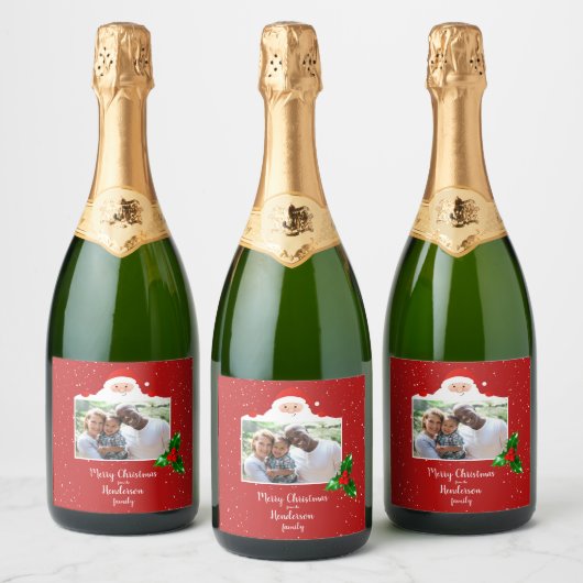 Festive Cheeky Santa - Aangepaste foto - Gepersona Sparkling Wijnetiket (Flessen)