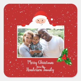 Festive Cheeky Santa - Aangepaste foto - Gepersona Vierkante Sticker