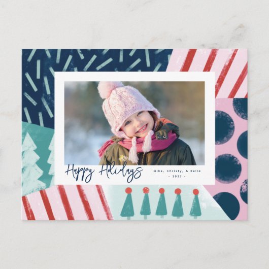 Festive Cheerful Colorful Photo Holiday Briefkaart (Voorkant)