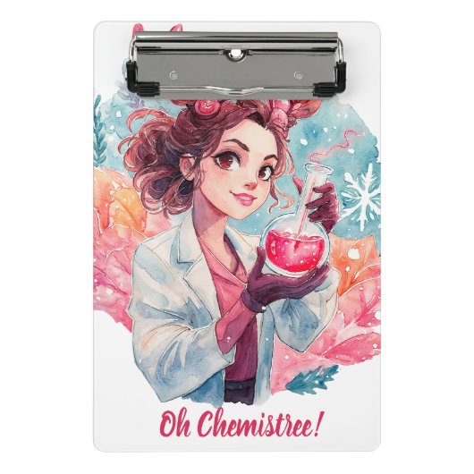 Festive Chemist Girl Watercolor Science Art Mini Klembord (Voorkant)