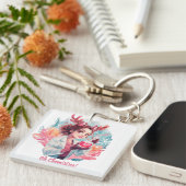 Festive Chemist Girl Watercolor Science Art Sleutelhanger (Voorkant Rechts)