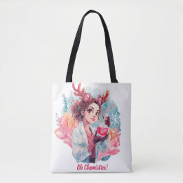 Festive Chemist Girl Watercolor Science Art Tote Bag
