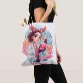 Festive Chemist Girl Watercolor Science Art Tote Bag (Dichtbij)