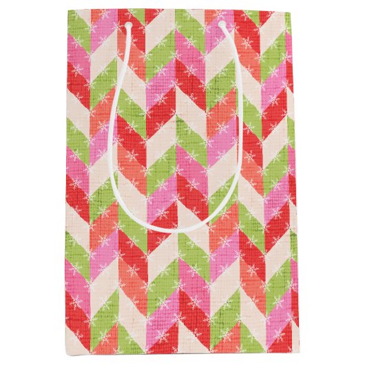 Festive chevron Gift Bag Medium Cadeauzakje (Voorkant)