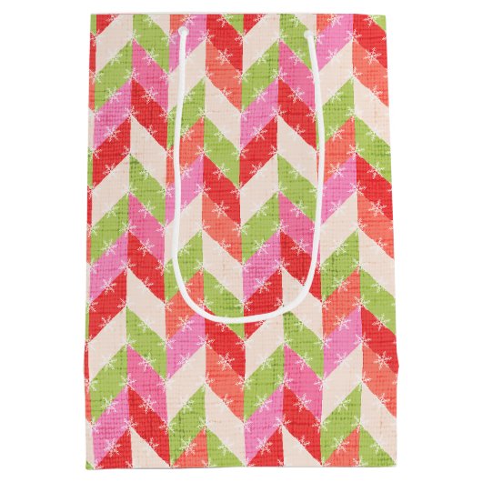 Festive chevron Gift Bag Medium Cadeauzakje (Achterkant)