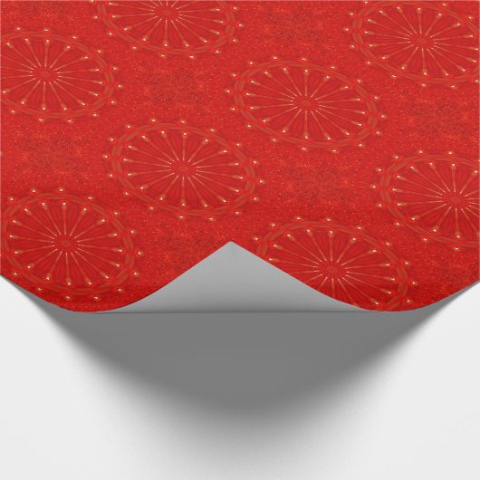 Festive Chic Bright Red Kaleidoscope Design Cadeaupapier (Hoek)