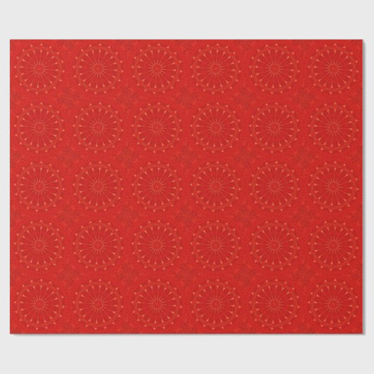 Festive Chic Bright Red Kaleidoscope Design Cadeaupapier (Vlak)