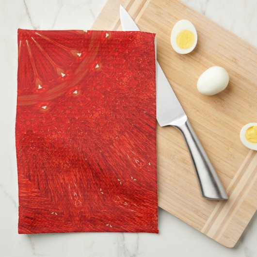 Festive Chic Bright Red Kaleidoscope Design Theedoek (Quarter Fold)