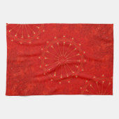 Festive Chic Bright Red Kaleidoscope Design Theedoek (Horizontaal)
