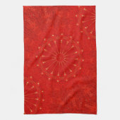 Festive Chic Bright Red Kaleidoscope Design Theedoek (Verticaal)
