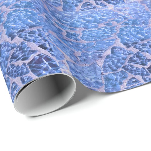 Festive Chic Glitter Blue Stones Cadeaupapier (Rol Hoek)