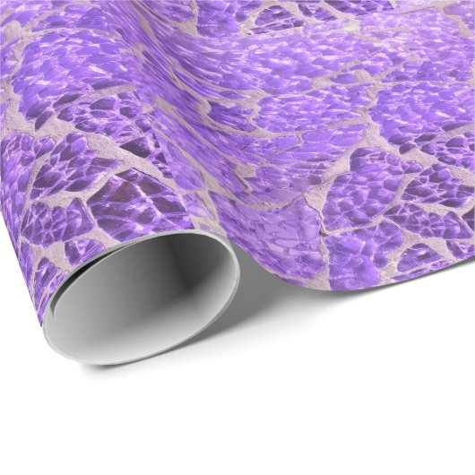 Festive Chic Shiny Paars Glitter Stones Cadeaupapier (Rol Hoek)