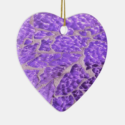 Festive Chic Shiny Paars Glitter Stones Keramisch Ornament (Rechts)