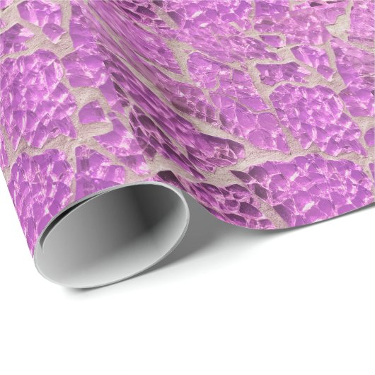 Festive Chic Shiny Pink Grey Stones Cadeaupapier (Rol Hoek)
