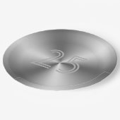 Festive Chic Silver 25th Jubileum Papieren Bordje (Gekanteld)