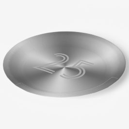 Festive Chic Silver 25th Jubileum Papieren Bordje