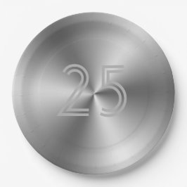 Festive Chic Silver 25th Jubileum Papieren Bordje