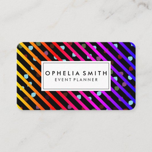 Festive Chic Strepen en Stippen Textuur Visitekaartje (Voorkant)