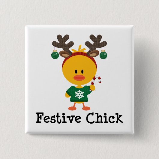 Festive Chick Vierkante Button 5,1 Cm (Voorkant)