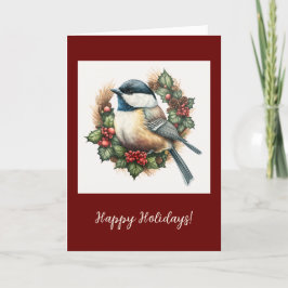 Festive Chickadee Folded Holiday / kerstkaart Bedankkaart