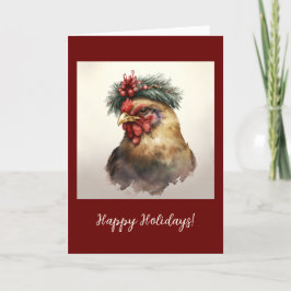 Festive Chicken Folded Holiday / kerstkaart Bedankkaart