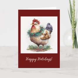 Festive Chicken Folded Holiday / kerstkaart Bedankkaart