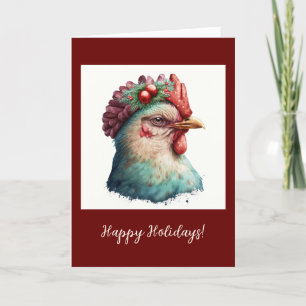 Festive Chicken Folded Holiday / kerstkaart Bedankkaart