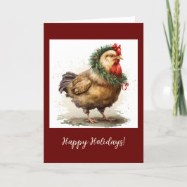 Festive Chicken Folded Holiday / kerstkaart Bedankkaart