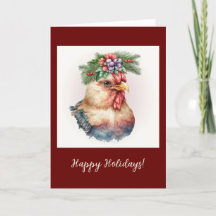 Festive Chicken Folded Holiday / kerstkaart Bedankkaart