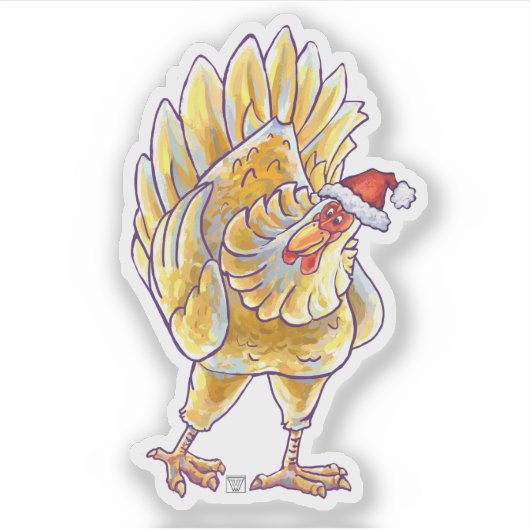 Festive Chicken in een Santa Hat Sticker (Voorkant)