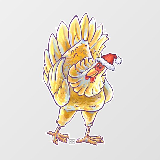 Festive Chicken Kerstmis Cling Raamsticker (Vel)