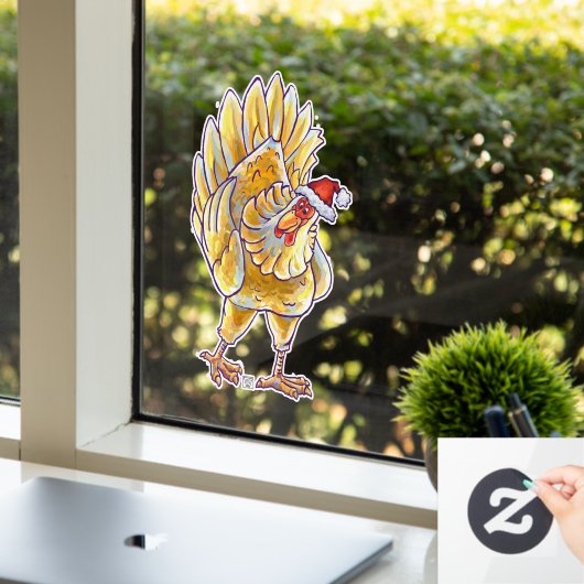 Festive Chicken Kerstmis Cling Raamsticker (Kantoor)